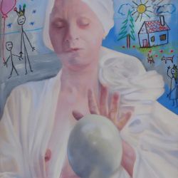 Play my Game 03 - 60 x 50 cm, oil and chalk on canvas 2017