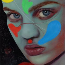 Play my Game VI. 50 x 60 cm, oil and chalk on canvas 2017